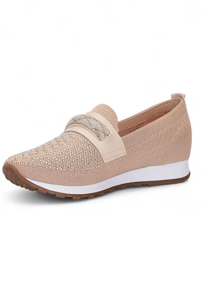 Bluefeet Srt Beige Knitwear Buckle Women's Ballerina Shoes