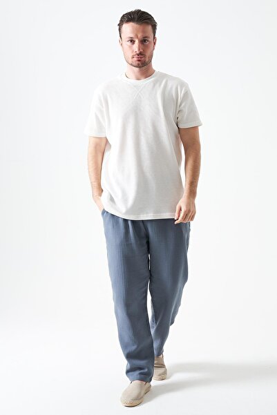 TENA بنطلون أنثراسايت بيل بأربطة فضفاض من الموسلين للرجال