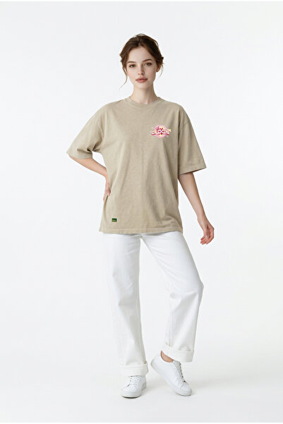 Dad&Children Unisex Bloom Oversized T-Shirt Bone Beige