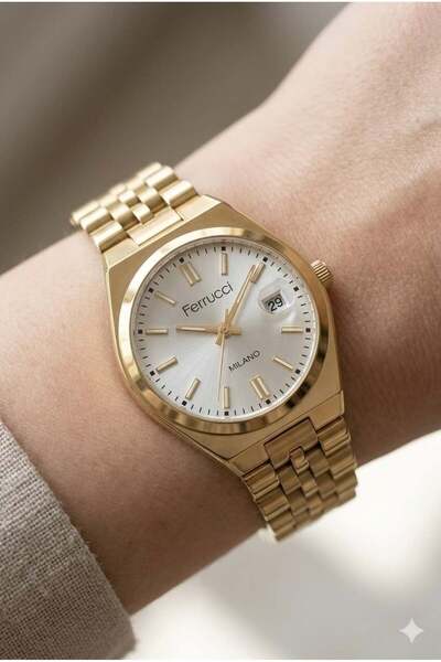 Ferrucci Modern and Elegant Women's Wristwatch |   30mm Steel Case, Gold Meta...