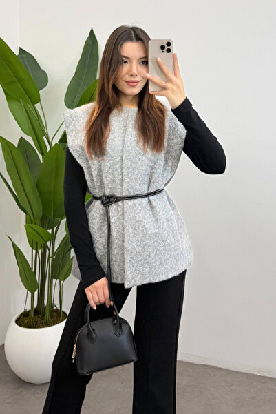 Bipantolon Women's Ice Gray Belt Pack Melton Vest