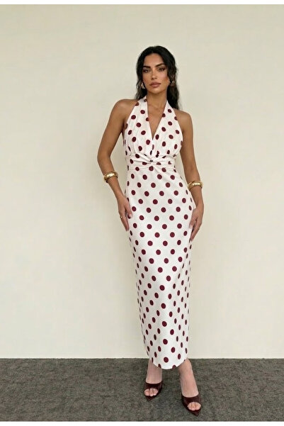 My Blog Ecru Polka Dot Piece Back Detail Dress - 4922