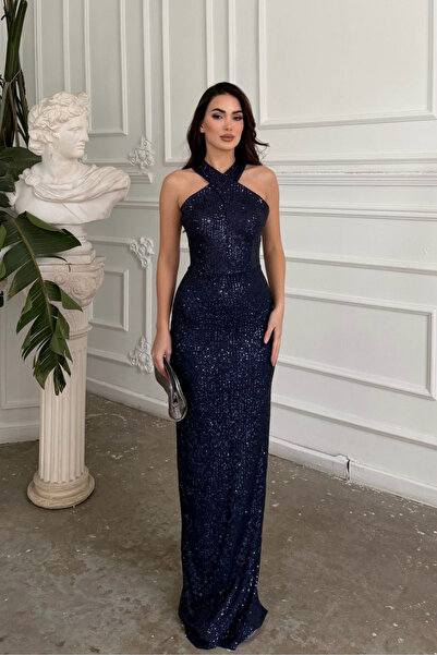 Sindimoda Stella Payetli Çapraz Yaka Abiye 1074