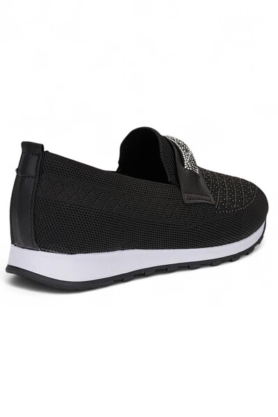 Bluefeet Srt Black Knitwear Buckle Women's Ballerina Shoes