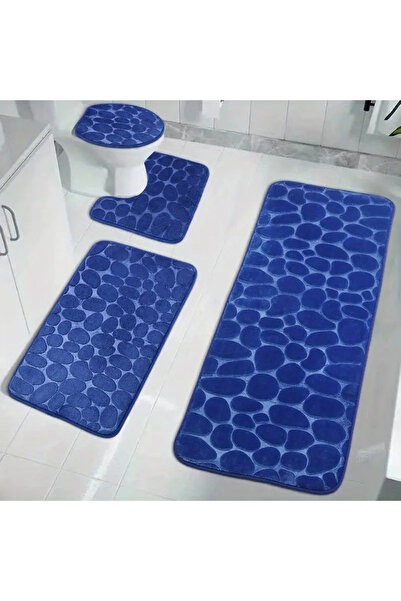 Magdeal Set of 4 Non-Slip Bath Mats, Blue