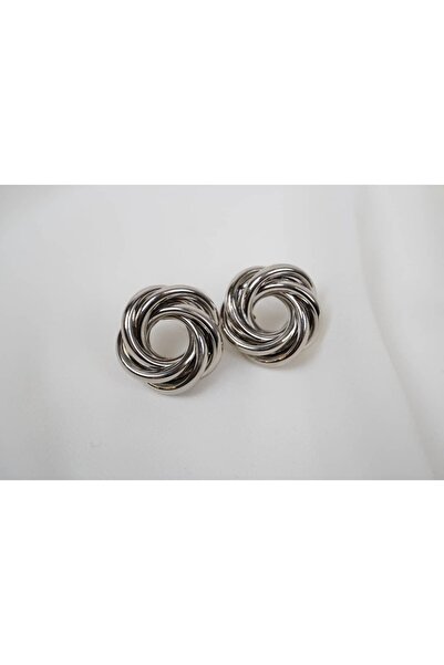 ATELİER TUĞBA Kp352 Gold Color Textured Round Earrings (Diameter 22 mm)