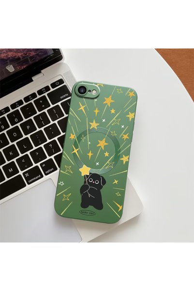 Hontinga iPhone Se 2022 Compatible Cat Pattern Transparent Magsafe Wireless S...