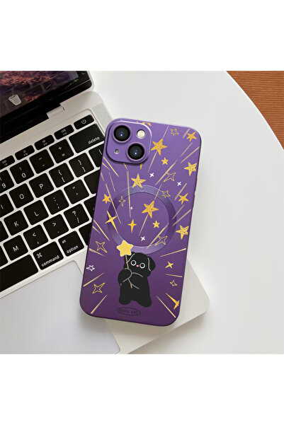 Hontinga iPhone 13 Compatible Cat Pattern Transparent Magsafe Wireless Soft S...