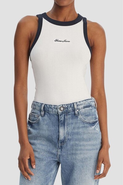 Guess Γυναικείο T-Shirt Embro Μοντάλ Mixed Top - Λευκό