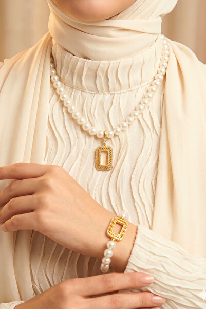 TwinsCollection 24 Ayar Altın Uyumlu Kolye ve Bileklik Seti - Altın Takılan K...