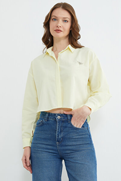 Fulla Moda Crop Shirt with Butterfly Accessories