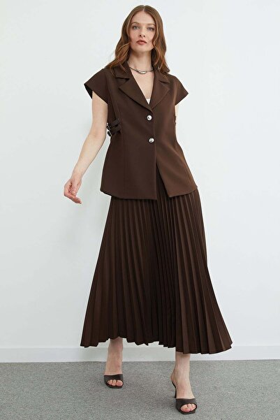 Fulla Moda Belt Detailed Vest Skirt 2-Piece Set