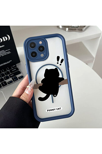 Hontinga iPhone 14 Pro Compatible Cat Pattern Transparent Magsafe Wireless Co...