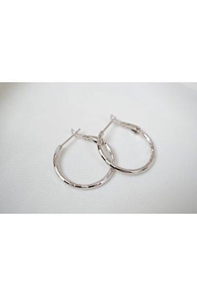ATELİER TUĞBA Kp350 Thin Hoop Earrings Silver (Diameter 20 mm)