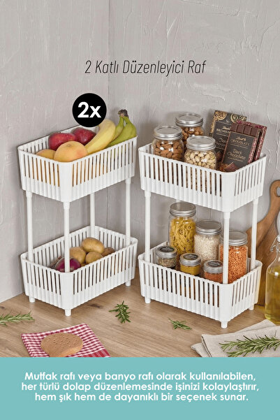 DUO LİNE HAUSEHOLD UTENSİLS 2 Katlı Düzenleyici ( 2 ADET) - Tezgah Altı Raf D...