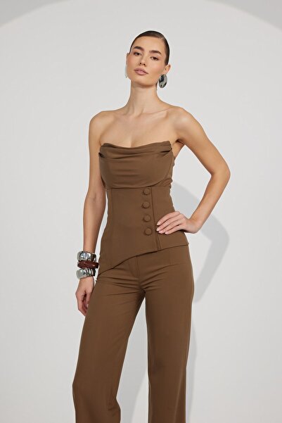 NOK İSTANBUL Iconic Lily Corset Bustier Brown