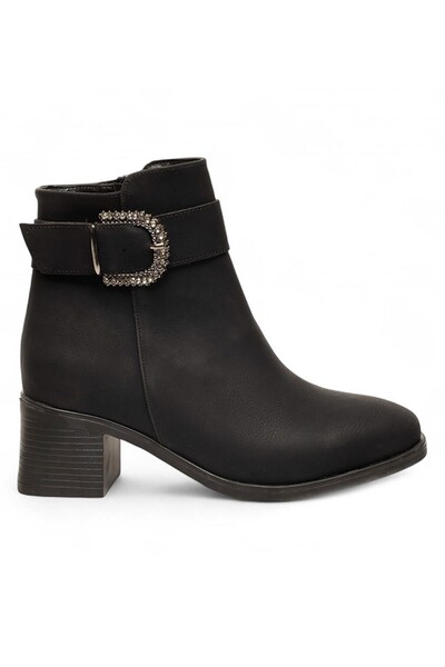 Bluefeet Black Zippered Heeled Buckle Casual Women's Boots