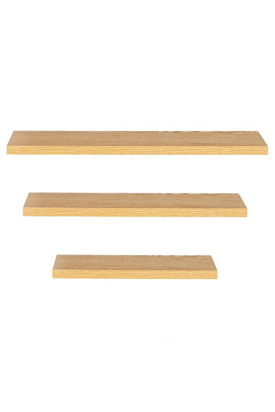 SERSIMO Set of 3 decorative MDF wall shelves with metal support, brown