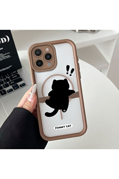 Hontinga iPhone 16 Pro Compatible Cat Pattern Transparent Magsafe Wireless Co...