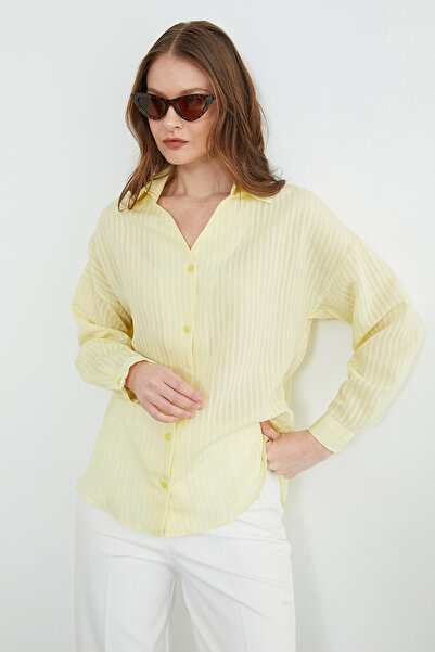 Fulla Moda Striped Jacquard Casual Shirt