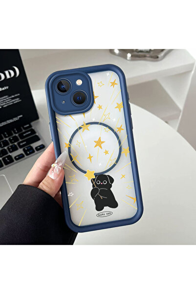 Hontinga iPhone 15 Plus Compatible Transparent Magsafe Wireless Corner Silico...