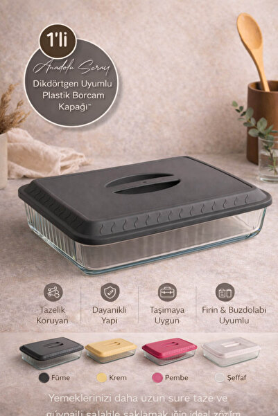 Anadolu Saray 1 قطعة غطاء بلاستيكي مستطيل الشكل متوافق مع زجاج البوركام - غطا...