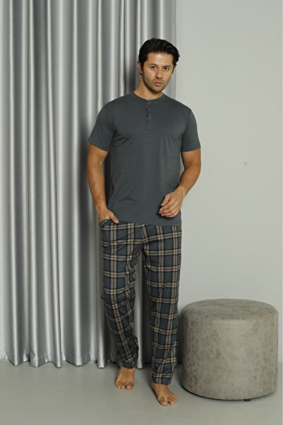 FORMO Men's 100% Natural Cotton Plaid Piece Short Sleeve Buttoned High Qualit...