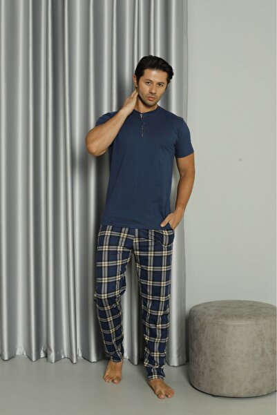 FORMO Set de pijamale pentru bărbați, 100% natural, bumbac ecosez piese, cu m...