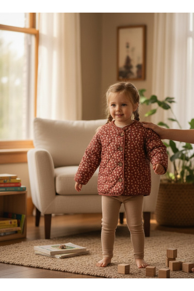 Pufiko Kids Çiçekli Kapitone Kız Çocuk Ceket