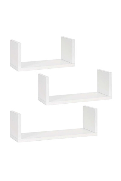 SERSIMO Set of 3 MDF wall shelves for decoration and organization, white