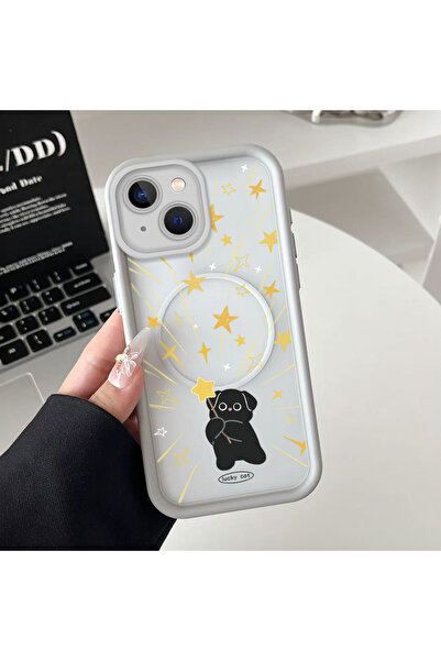 Hontinga iPhone 14 Plus Compatible Transparent Magsafe Wireless Corner Silico...