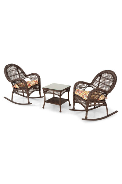 Maison Mex Set mobilier gradina/terasa 2 balansoare si masuta SUSAN, maro/mul...