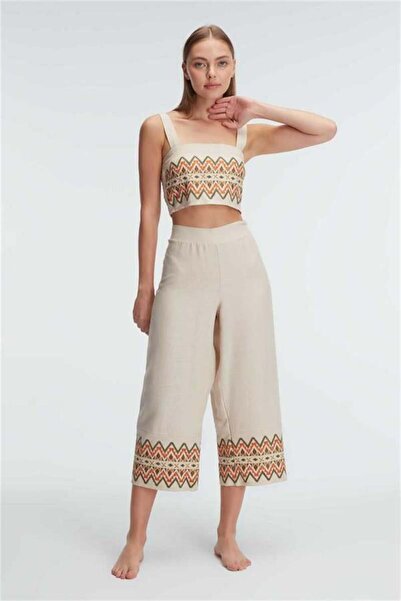 Mestore Arias Closet Strappy Hollow Out U-Neck Geometric Summer Long Embroide...