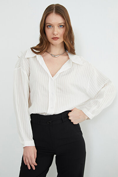 Fulla Moda Striped Jacquard Casual Shirt