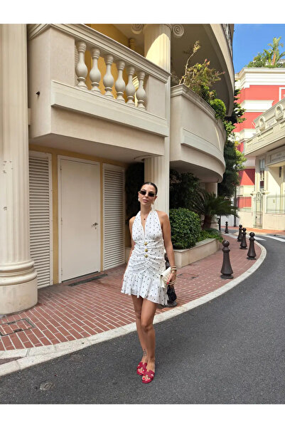 sinemkivanc co GOLD DETAYLI PUANTİYELİ ELBİSE