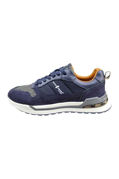 Güvener King Shoes Navy Blue Leather Sports Men's Shoes