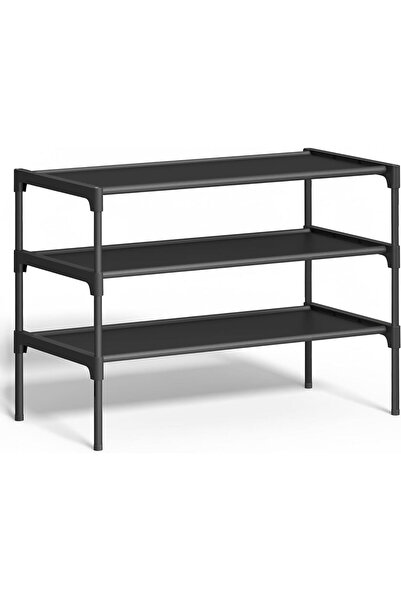 SONGMICS 3-Tier Shoe Rack with Fabric Shelves and Metal Frame, 62x30x54 cm, B...