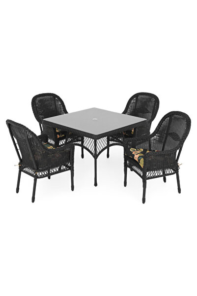 Maison Mex Garden/terrace furniture set table and 4 chairs SUSAN, black/multi...