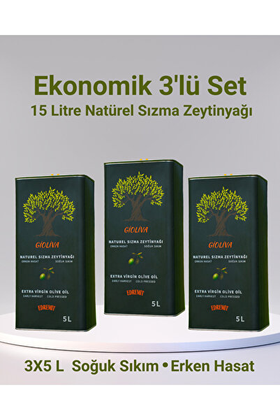 Gioliva 15 L Ekonomik Set Natürel Sızma Zeytinyağı – Erken Hasat Soğuk Sıkım ...