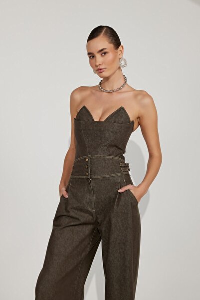 NOK İSTANBUL Nok Iconic Denim Bustier DARK GREEN