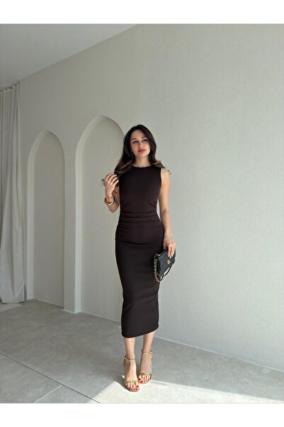 Mooi Butik London Midi Dress 9842 - Bitter Brown