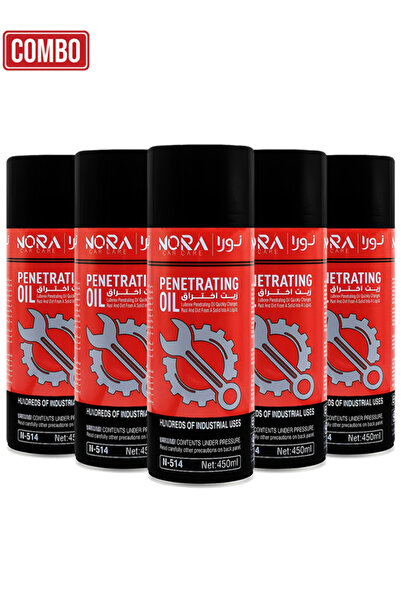 Nora مجموعة من 5 قطع من بخاخ زيت التشحيم N-514 سعة 450 مل، مزيل الصدأ ومزلق ل...
