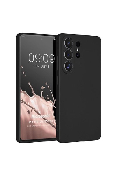 Microsonic غطاء سيليكون مطفي لهاتف سامسونج جالاكسي S26 ألترا باللون الأسود