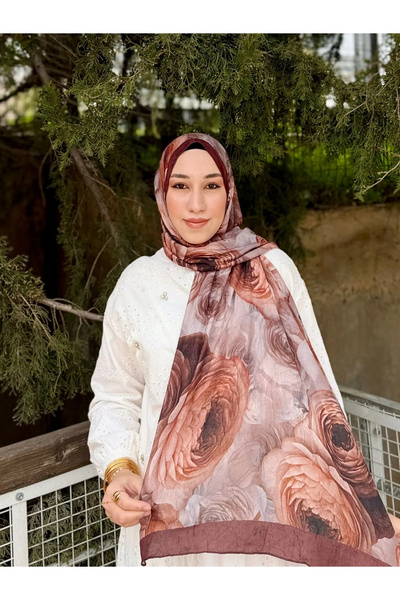 bysoca Women's Bitter Coffee Big Rose Floral Floral Print Bamboo Woven Soft S...