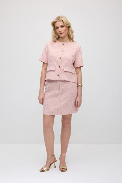Gusto Koton Tweed Mini Skirt - Pink