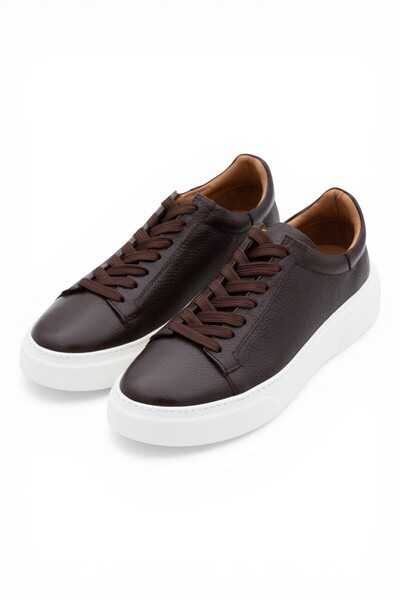 FOOTCAP Erkek Kahverengi Hakiki Deri Spor Casual Günlük Ayakkabı – Rahat ve Ş...