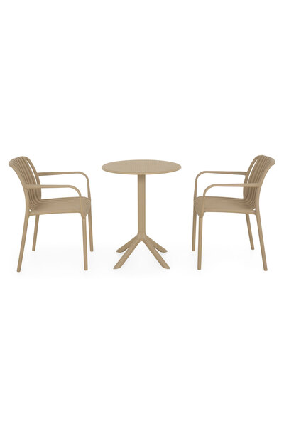 Maison Mex Set mobilier gradina/terasa 2 scaune si masa CIRCLE/ALPINE, bej