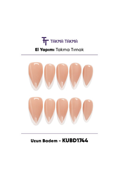 Takma Takma Takma Tırnak Nail Art Ten Rengi S Beden Uzun Badem 10'lu El Yapım...