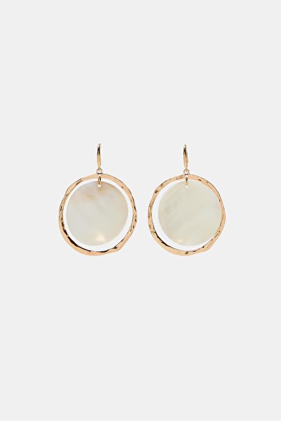 Stradivarius Mother-of-pearl effect circular hoop earrings