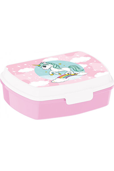 Stor Ορθογώνιο κουτί σάντουιτς 17x14x5,6 εκ. Μονόκερος Ουράνιο Τόξο Ροζ